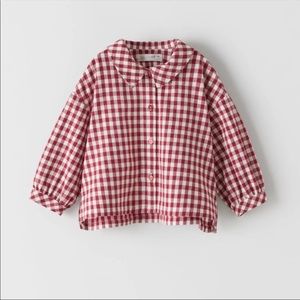 Zara Red White Plaid Button Front Top!